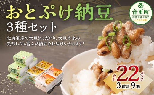 おとぷけ納豆 3種セット（3種 22パック） 【B72】