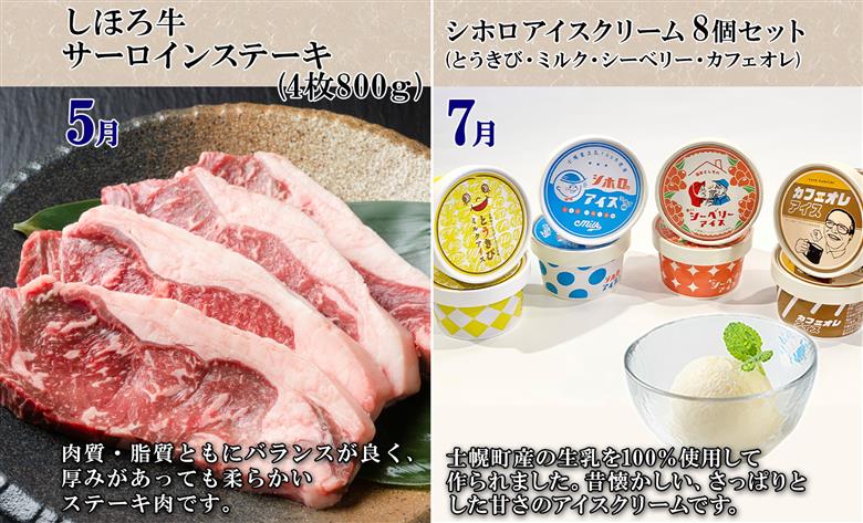 【定期便】北海道 プレミアム 定期便 全6回 リブロース スライス サーロイン ローストビーフ ゴロッケ 北秀牛 ハンバーグ ポテトチップス アイス コロッケ 肉 冷凍 頒布 送料無料 十勝 士幌町 【X25-2】