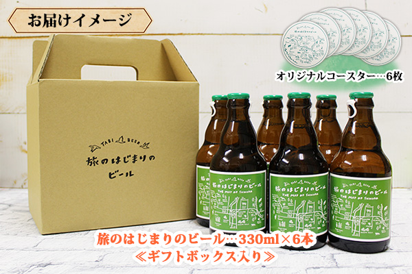 北海道 旅のはじまりのビール 330ml×6本セット ギフトボックス入り コースター6枚付き ビール クラフトビール 地ビール 酒 お酒 麦酒 beer HOTEL NUPKA プレゼント 手土産 贈り物 ギフト gift お取り寄せ 送料無料 十勝 士幌町【L08】