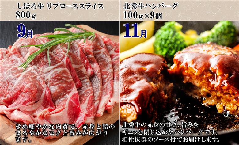 【定期便】北海道 プレミアム 定期便 全6回 リブロース スライス サーロイン ローストビーフ ゴロッケ 北秀牛 ハンバーグ ポテトチップス アイス コロッケ 肉 冷凍 頒布 送料無料 十勝 士幌町 【X25-2】