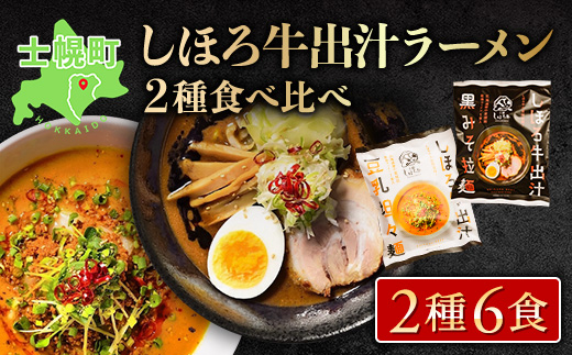 北海道 ラーメン しほろ牛 出汁ラーメン 2種食べ比べセット 2種 × 3食 計6食 ラーメン 拉麺 牛 牛肉 加工品 おかず 惣菜 お惣菜 国産 詰合せ お取り寄せ 送料無料 十勝 士幌町【L47】