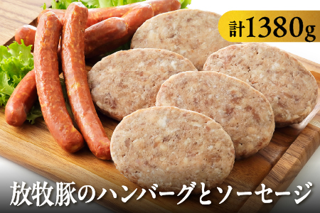 十勝しんむら牧場 放牧豚のハンバーグとソーセージセット [ハンバーグ150g×5個・ソーセージ3本入(約210g)×3P]北海道 豚肉 冷凍ハンバーグ ソーセージ お取り寄せ