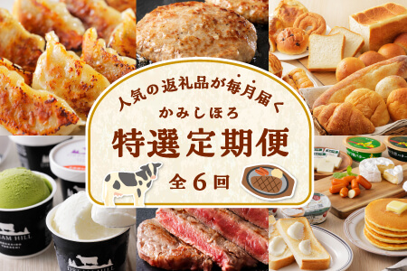 [定期便全6回] アイス 牛肉 サーロイン バター・チーズ 乳製品 冷凍ハンバーグ 冷凍パン 冷凍餃子|かみしほろ特選定期便 6ヵ月コース 人気 定期便