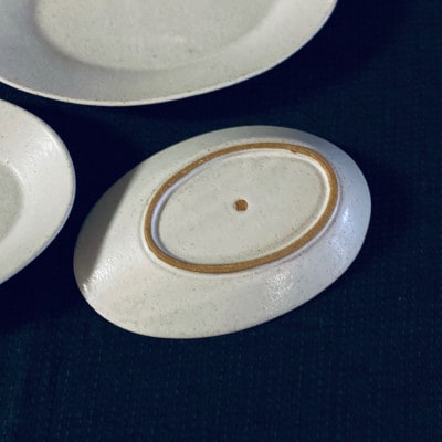 『鹿追焼』白釉楕円皿3枚組セット