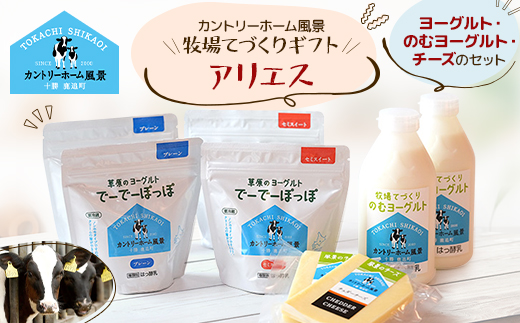 【カントリーホーム風景】牧場てづくりギフト「アリエス」 ヨーグルト チーズ セット　4種類合計8点【配送不可地域：離島】
