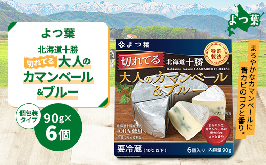 鹿追 よつ葉 切れてる大人のカマンベール＆ブルー 6個 北海道十勝産生乳100%仕様【配送不可地域：離島】