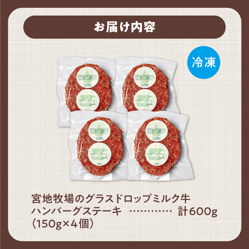 宮地牧場のグラスドロップミルク牛 ハンバーグ 4個セット_S018-0008