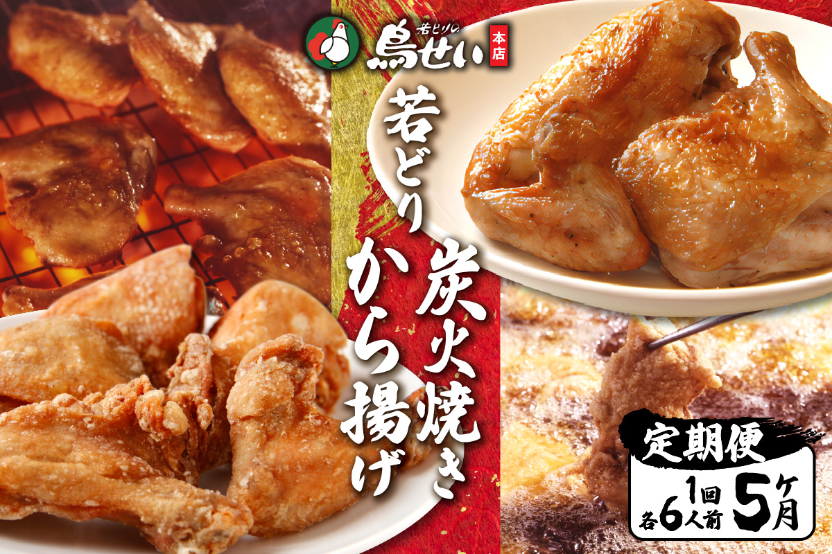 【5回定期便】鳥せい本店の若どり炭火焼き、から揚げセット_S004-0003