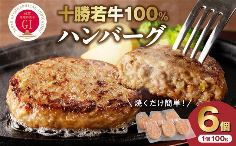 十勝若牛100％使用！十勝若牛ハンバーグ 100g×6個_S003-0001