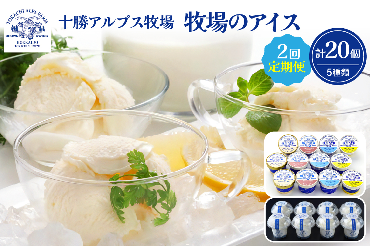 【2回定期便】十勝アルプス牧場 牧場のアイス 合計20個_S020-0003