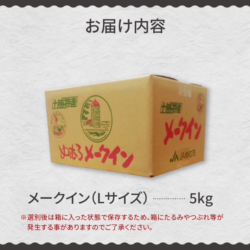 【先行受付】【2026年10月出荷分】北海道芽室町 十勝めむろ産「めむろメークイン」Ｌサイズ5kg me010-019c-26