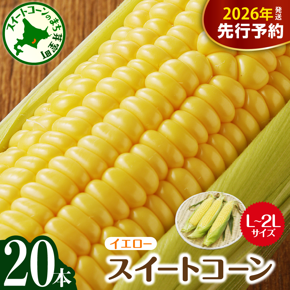 【先行受付】【2026年7月下旬～8月中旬頃配送】北海道十勝芽室町 とうもろこし スイートコーン20本 イエロー種 me002-014c-26