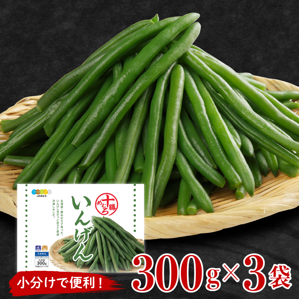 北海道十勝芽室町 十勝めむろ 冷凍野菜 いんげん 300g×3袋 me003-120c