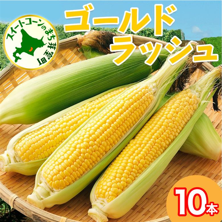 【先行受付】【2026年7月下旬～8月上旬頃配送】北海道十勝 芽室町産 朝獲れ とうもろこし ゴールドラッシュ10本　me035-026c-26
／とうきび イエローコーン スイートコーン 生 野菜 新鮮 もぎたて 冷蔵 お取り寄せ 産地直送 送料無料