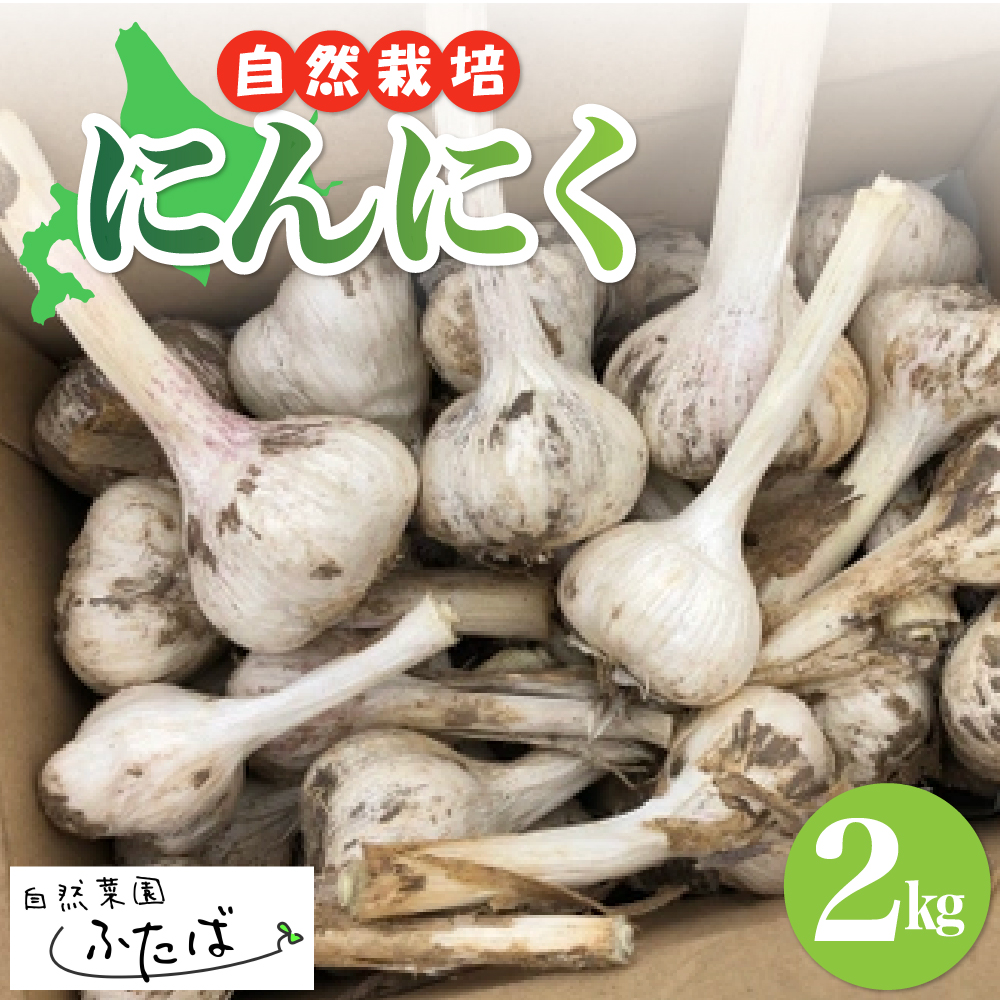北海道十勝芽室町　自然菜園ふたば　宇佐美亮のにんにく　2kg　me074-006c