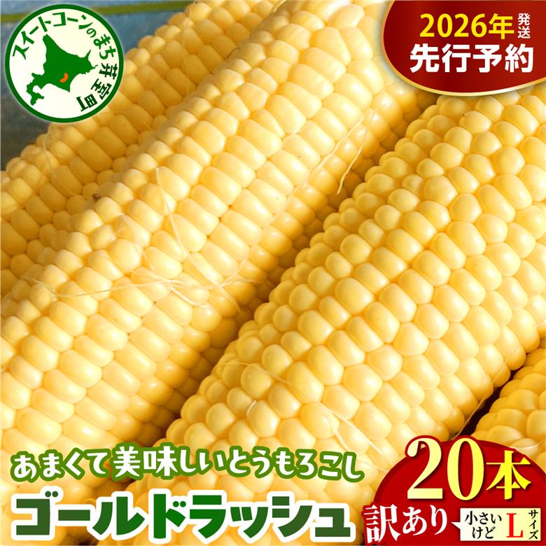 【先行受付】【2026年8月上旬～8月下旬頃配送】【訳あり】北海道十勝芽室町 とうもろこし ゴールドラッシュ Lサイズ 20本セット　me078-009c-26