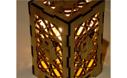 木製行燈型 LEDランタン ☆ 村のマスコット「ピータン」入り☆[AG1-2B]