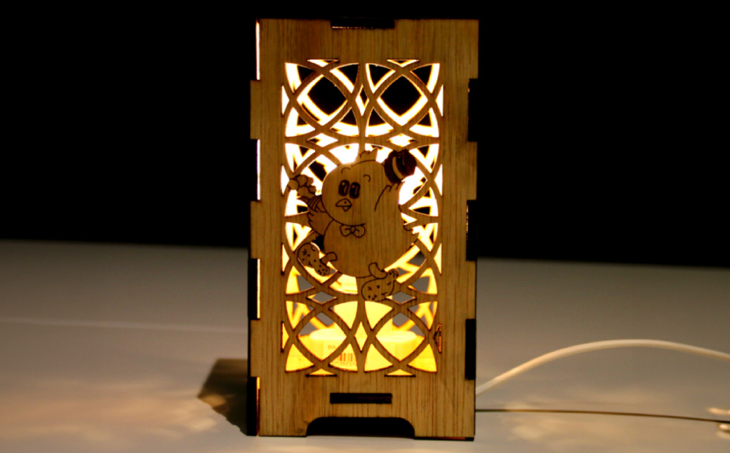 木製行燈型 LEDランタン ☆ 村のマスコット「ピータン」入り☆[AG1-2B]