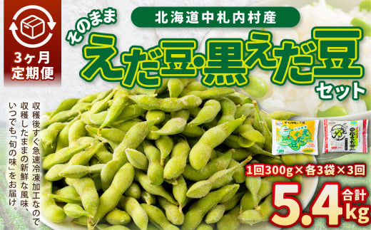 【3ヶ月定期便】そのまま枝豆 そのまま黒えだ豆 各約300g×3袋 計約5.4kg 枝豆 黒えだ豆 黒枝豆 えだ豆 えだまめ エダマメ おつまみ おやつ 定期便 3回 国産 冷凍 [018-0056]