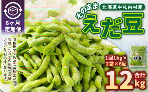 【6ヶ月定期便】そのまま枝豆 約1000g×2袋 計約12kg 枝豆 えだ豆 えだまめ エダマメ おつまみ おやつ 定期便 6回 国産 冷凍 [018-0072]