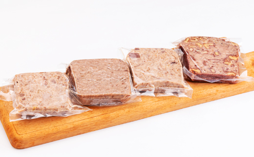 パテドカンパーニュ(冷凍)3種4個セット〈ケンボロー・ホエー豚使用〉北海道大樹町産【配送不可地域：離島】