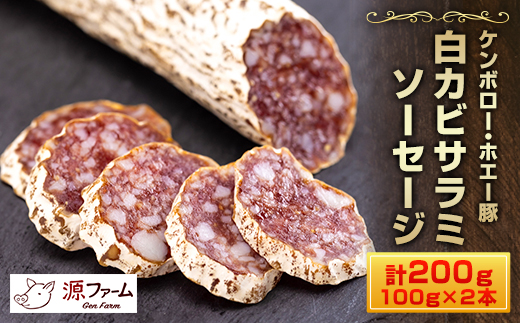 大樹町産　ケンボロー・ホエー豚　白カビサラミソーセージ　2本【配送不可地域：離島】