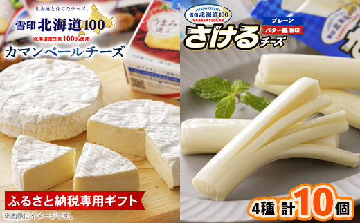 雪印北海道 4種10個　ふるさと納税専用ギフト　さけるチーズプレーン・カマンベール等【配送不可地域：離島】
