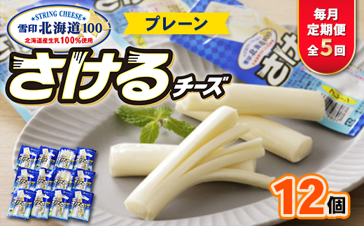 【毎月定期便】雪印北海道「さけるチーズプレーン」1箱12袋入り全5回【配送不可地域：離島】