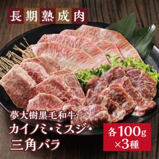 夢がいっぱい牧場の夢大樹黒毛和牛・希少部位3種セット(カイノミ・ミスジ・三角バラ)【配送不可地域：離島】