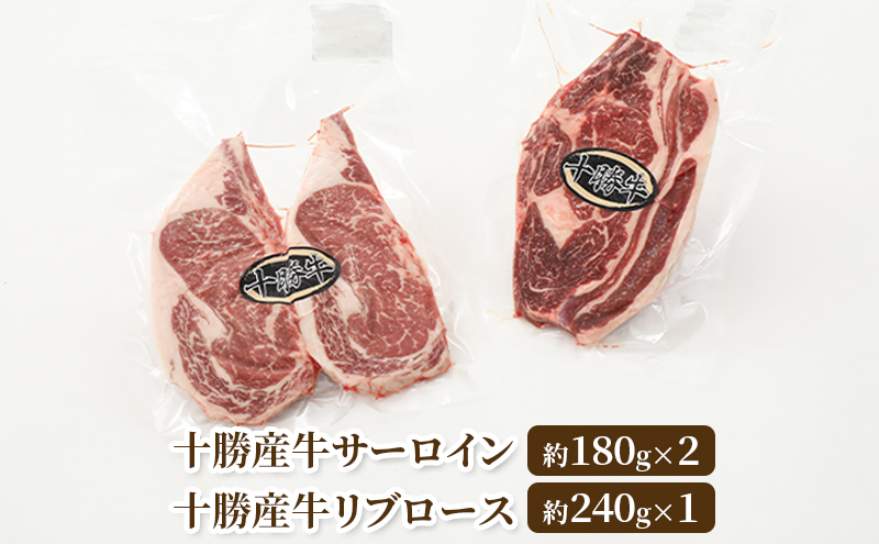 北海道 十勝牛ステーキセット（サーロイン180g×2・リブロース240g）【 牛肉 肉 国産牛 国産 牛 北海道 十勝 幕別 ふるさと納税 送料無料 】