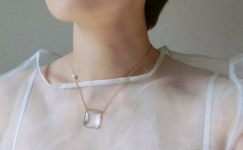 loupe necklace ネックレス パール1個 【ガラス シャープ ロング シンプル クール シャープ 可愛い ギフト プレゼント ハンドメイド 手作り  職人 上品 華やか  ドレス 大人の雰囲気  ラッピング 母の日 結婚式】