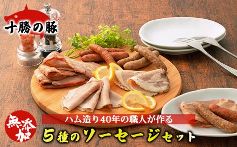 十勝の無添加豚 ソーセージ・ベーコン・ハム 5種セット 計479g［うらがみミート］ 無塩せき 保存料・結着剤不使用【ハム ソーセージ ウィンナー ベーコン 肉 豚 国産 惣菜 おつまみ 料理 燻製 加工品 北海道 十勝 幕別 】