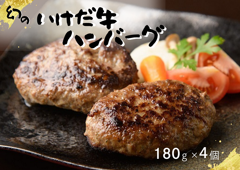 いけだ牛ハンバーグ4個セット180g×4個 冷凍 小分け 池田牛 テレビで紹介 ブランド牛 牛肉 お肉 北海道牛 国産 北海道 幻の赤毛和牛