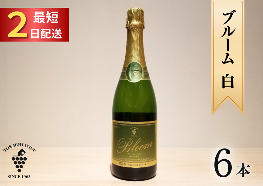 十勝ワイン ブルーム白6本 北海道スパークリング 瓶内二次発酵 スパークリングワイン 辛口 申し込みから最短2日で発送