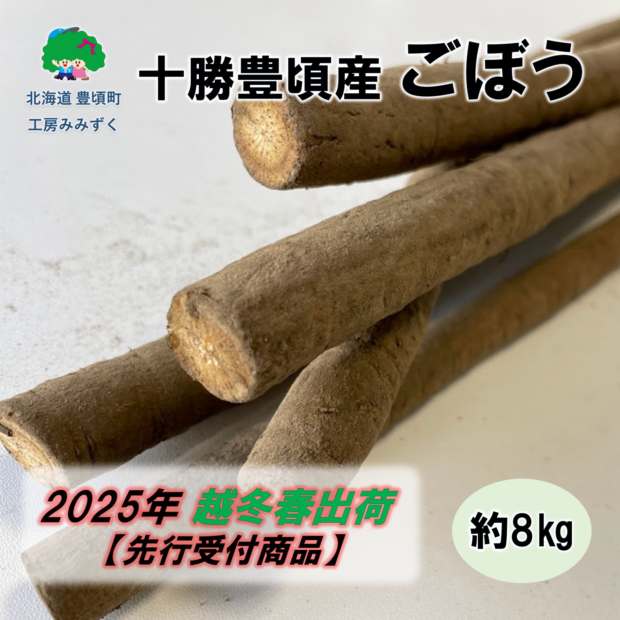 十勝豊頃産 ごぼう約8kg【2025年春出荷】（先行受付）【工房みみずく】"北海道 十勝 豊頃町"