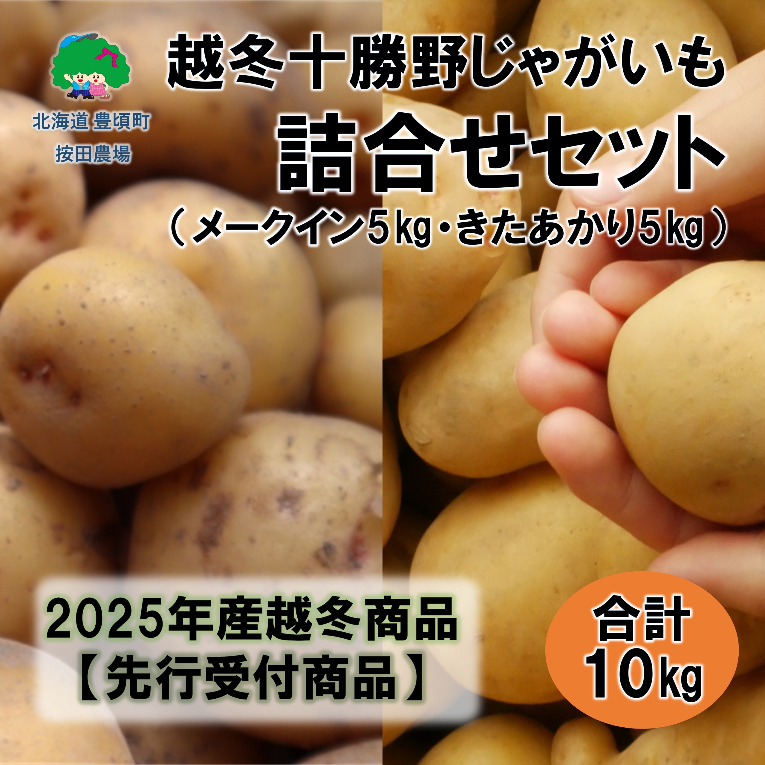 越冬十勝野じゃがいも詰合せセット10kg（きたあかり・メークイン）【2026年春出荷】（先行受付）［按田農場］"北海道 十勝 豊頃町"