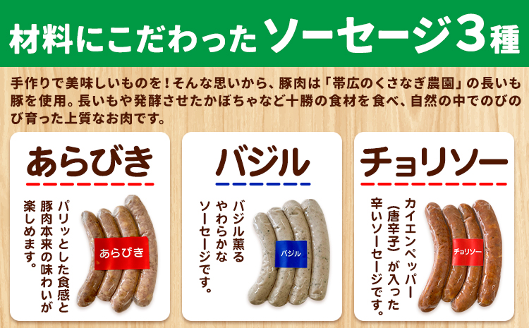 ソーセージ 3種セット 4本入り×3種セット あらびき バジル チョリソー ろうへるんはうすだいさく《45日以内に出荷予定(土日祝除く)》 北海道 本別町 送料無料 ウインナー おつまみ 朝食 ギフト---hsh_rhdsabc_45d_24_9500_3p---