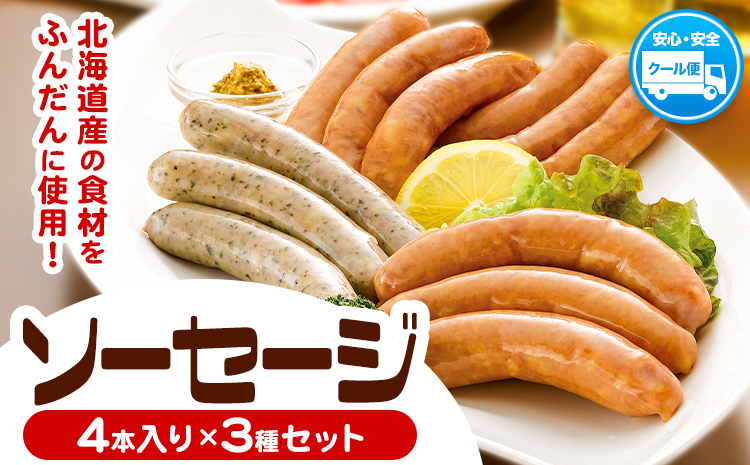 ソーセージ 3種セット 4本入り×3種セット あらびき バジル チョリソー ろうへるんはうすだいさく《45日以内に出荷予定(土日祝除く)》 北海道 本別町 送料無料 ウインナー おつまみ 朝食 ギフト---hsh_rhdsabc_45d_24_9500_3p---