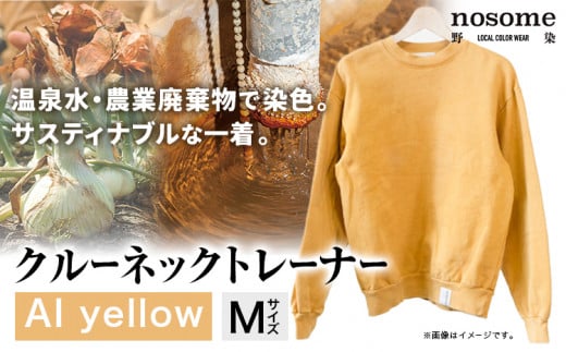 【M:サイズ】温泉水農業廃棄物で染色したクルーネックトレーナーAIyellow《90日以内に出荷予定(土日祝除く)》---hsh_nsmcntaiyw_90d_23_47000_m--