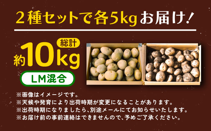 【先行予約】北海道産 じゃがいも 2種食べ比べセット 各5kg（男爵＆キタアカリ）《足寄町》【党崎農場】[BEAA005]