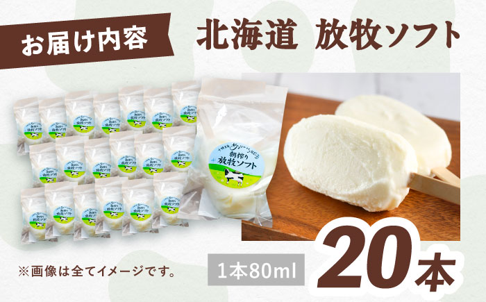 ＼TVで話題／北海道 朝搾り 放牧ソフト 80ml×20本　《足寄町》【ありがとう牧場】 アイス [BEAH012]