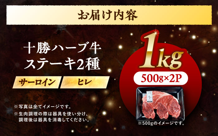 北海道 十勝 ハーブ牛 サーロイン ヒレ ステーキ セット 1kg （500g×2） 《足寄町》【株式会社ノベルズ食品】 [BEAQ056] 500g×2パック