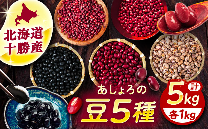 北海道 あしょろの豆 5種 計5kg（各1kg×各1袋）《足寄町》【党崎農場】[BEAA012]