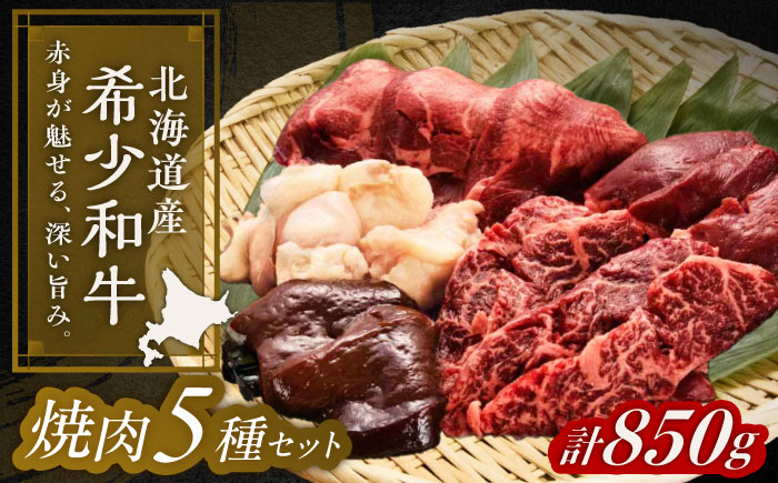 北海道 北十勝 短角牛 焼肉5種セット 計850g（タン・ミックスホルモン・サガリ・ハツ・レバー）《足寄町》【北十勝ファーム】[BEAI001] 1セット(計850g)