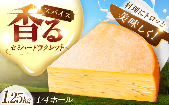 ＼TVで話題／北海道 スパイスラクレット 1/4ホール（1.25kg）《足寄町》【しあわせチーズ工房】 [BEAK032]
