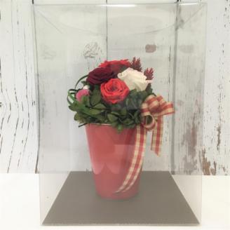 プリザーブドフラワー アレンジメント 赤色のバラ(パール付)＜老舗の花屋さんの手づくり/ギフト用＞
