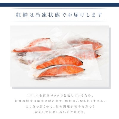 【毎月定期便】魚のプロの極切り! 紅鮭 切身 半身 1kg以上＜2切れ×5パック 計10切れ＞全6回【配送不可地域：離島】