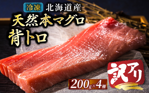 北海道産 天然 本マグロ 背トロ 冷凍 200g × 4柵 (訳あり 筋あり) 国産の本鮪を食卓へ【配送不可地域：離島】