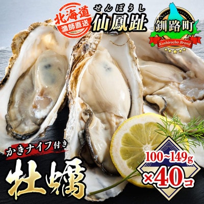 【先行予約】仙鳳趾名産 牡蠣 100～149g×40個+かきナイフ付K4-2【配送不可地域：離島・沖縄県・信越、北陸・東海・近畿・中国・四国・九州】