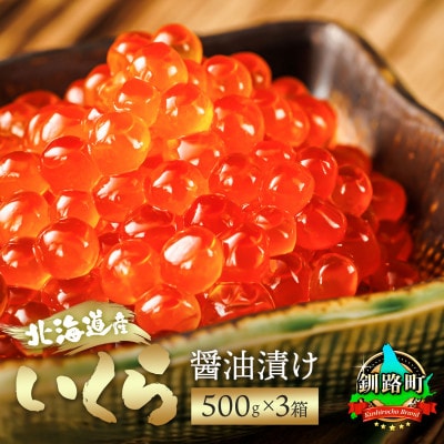 【12/21まで年内発送】いくら醤油漬け 500g×3箱 ＜北海道産の鮭卵＞【配送不可地域：離島】